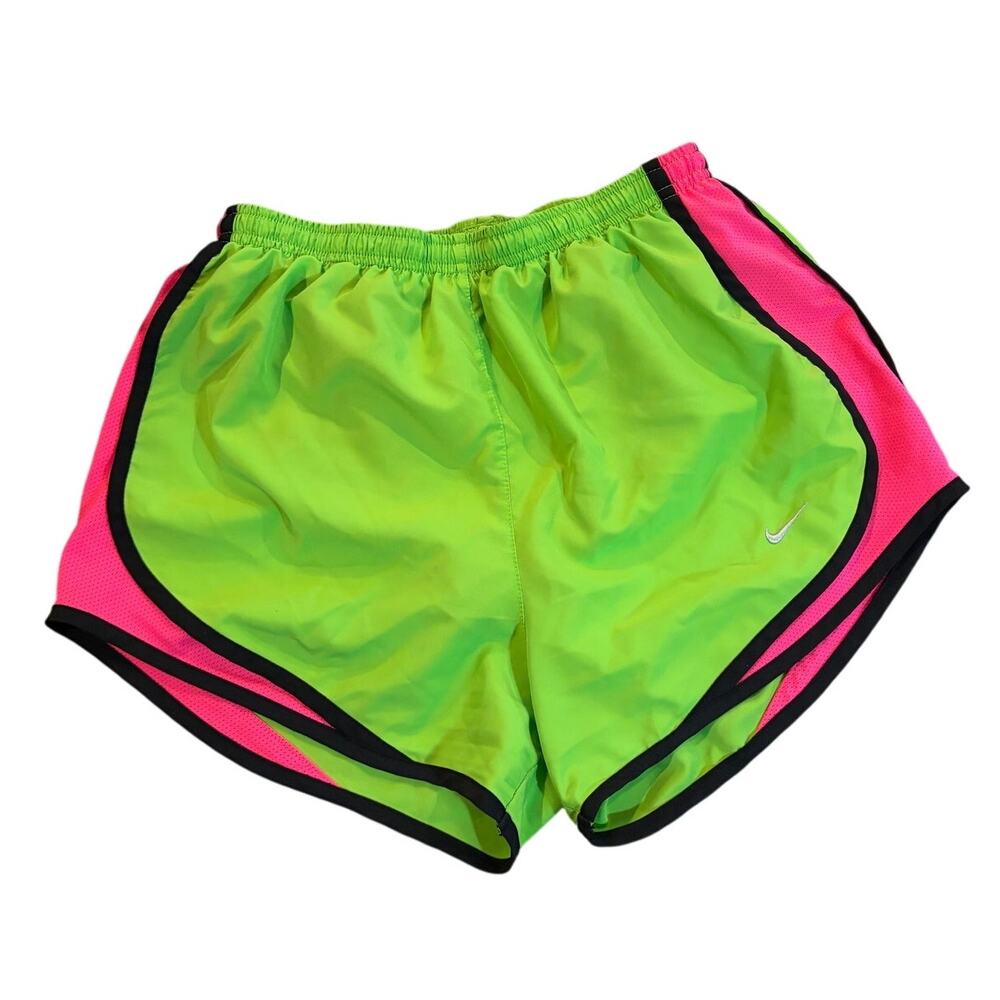 Women's  Nike Tempo Dri-Fit Running Shorts Lined Green Pink Black Small Athletic